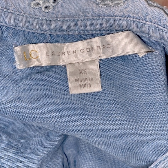 LC Lauren Conrad blue chambray sleeveless top size xsmall - Picture 5 of 7